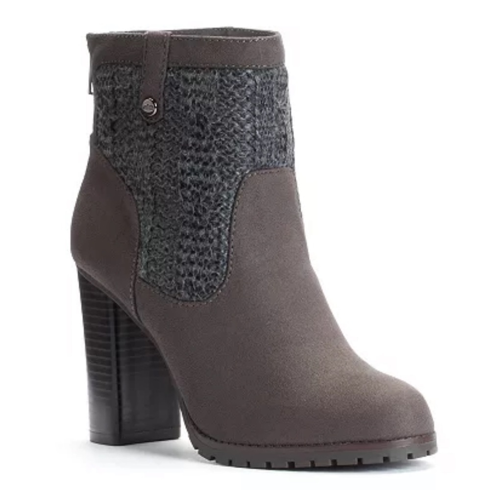 Juicy Contour Cable Knit High Heel Sweater Ankle Boots Gray 7.5